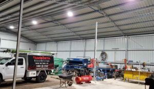 lighting installed in a tamworth farm shed