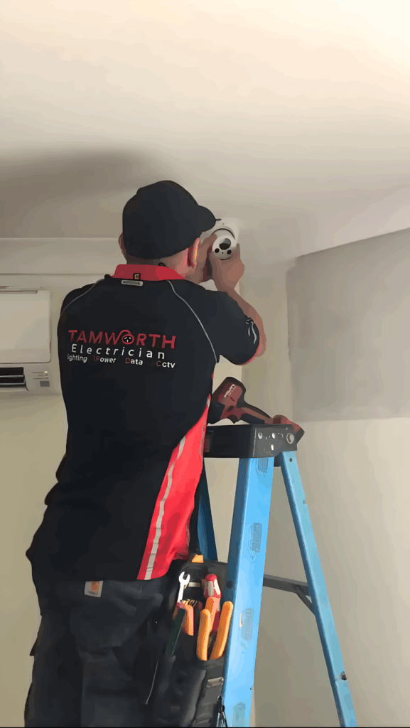 tamworth electrician installing CCTV Camera 
