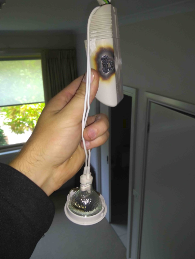 burnt out halogen bulkb in tawmworth home