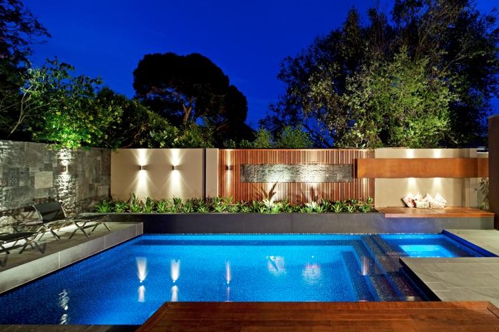 lighting around a pool at a tamworth home